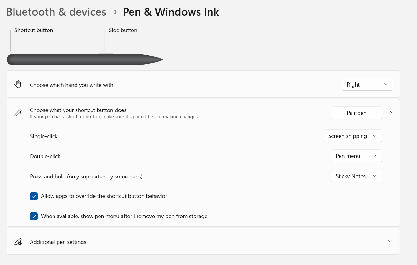 Các thao tác cơ bản với bút Surface Pen