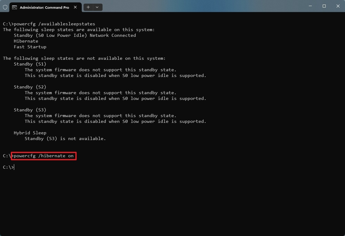bật chế độ ngủ đông trên Microsoft Surface