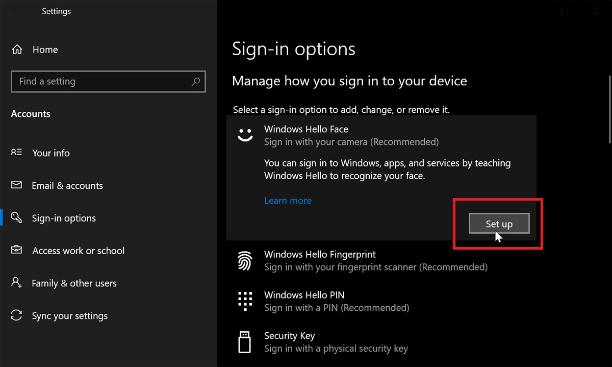 Cách cài đặt (kích hoạt) Windows Hello trên Surface