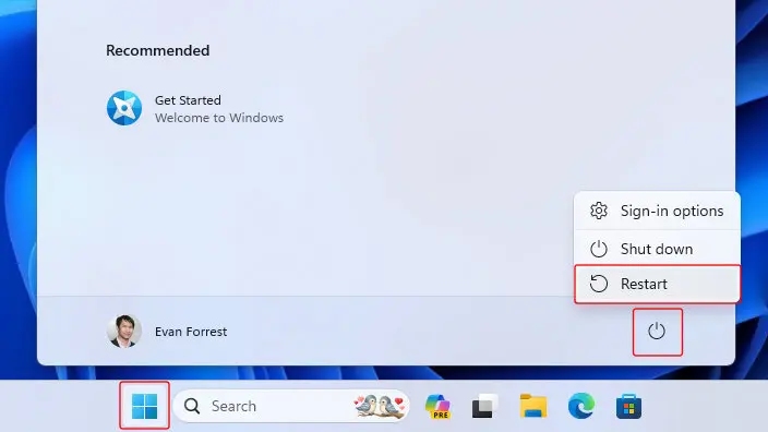 Khởi động lại thiết bị