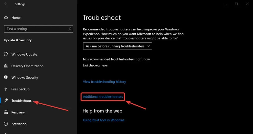 Chạy trình khắc phục sự cố nguồn điện