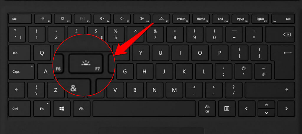 Cách bật đèn bàn phím Surface