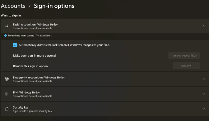 Kích hoạt Windows Hello