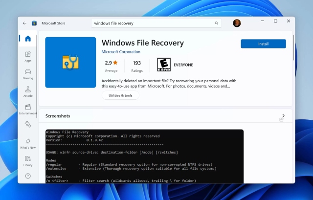 Windows File Recovery – công cụ miễn phí từ Microsoft