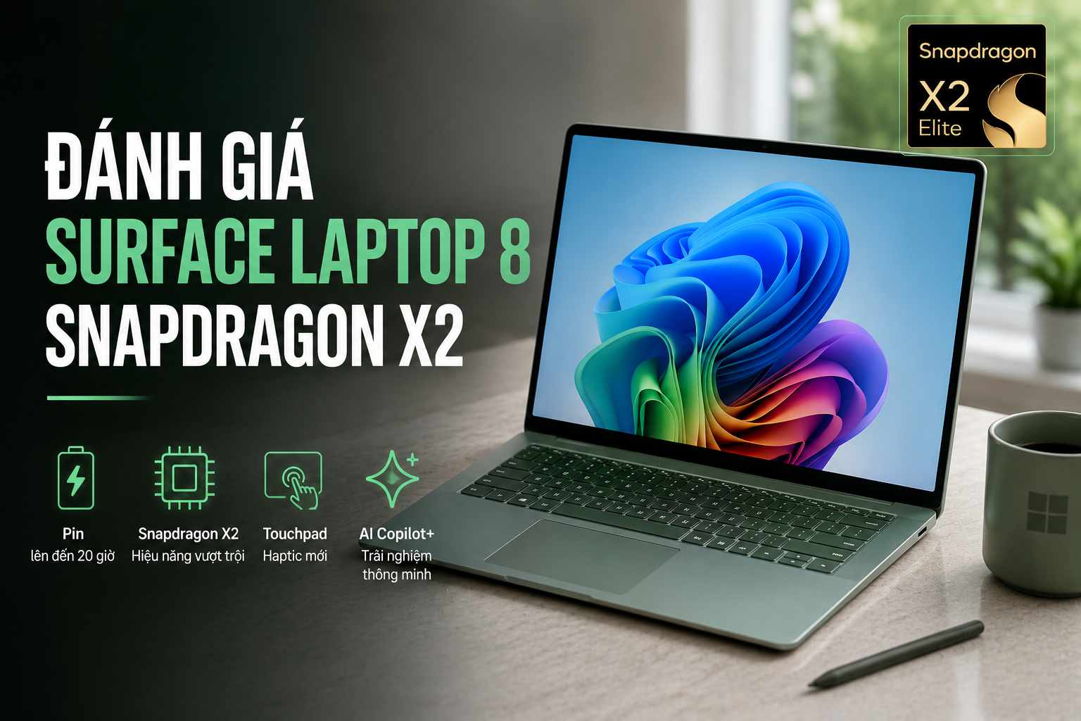 Đánh giá Surface Laptop 8 Snapdragon X2
