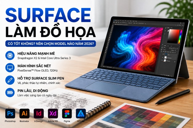 Surface làm đồ họa có tốt không? Top Surface thiết kế đồ họa đáng mua 2026