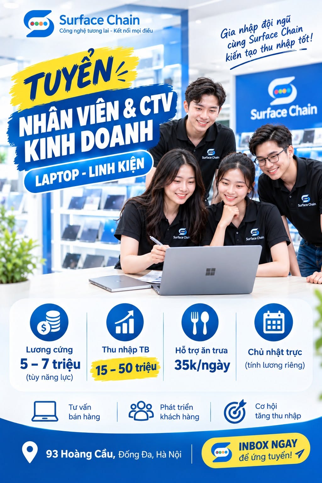 Tuyển dụng Nhân viên & CTV Kinh doanh laptop - Linh kiện thu nhập hấp dẫn!